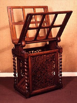 Suporte de impressão, nogueira com colunas de torção de cevada, 1850-60 de English School