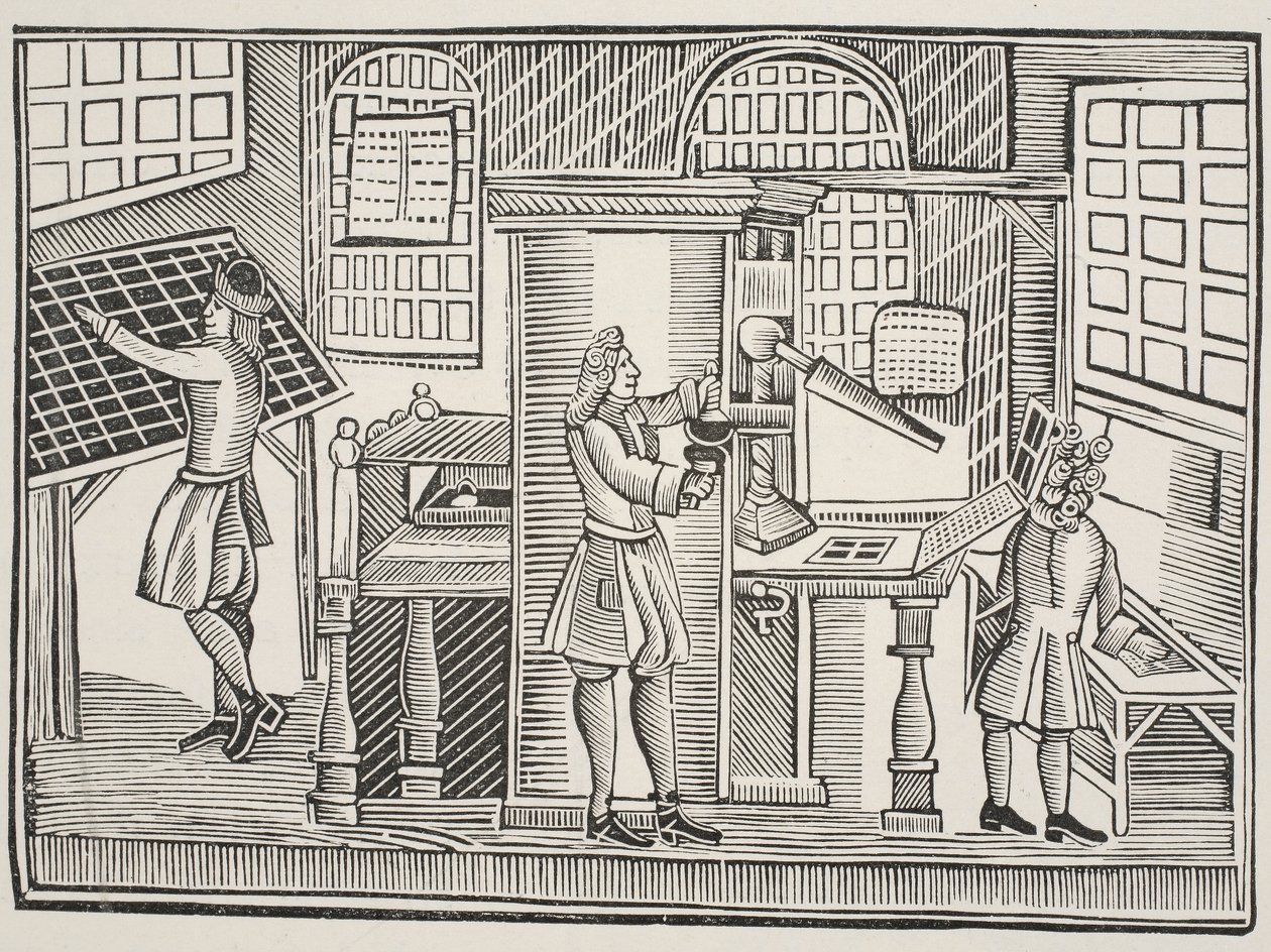 Escritório de impressão, c.1710 de English School