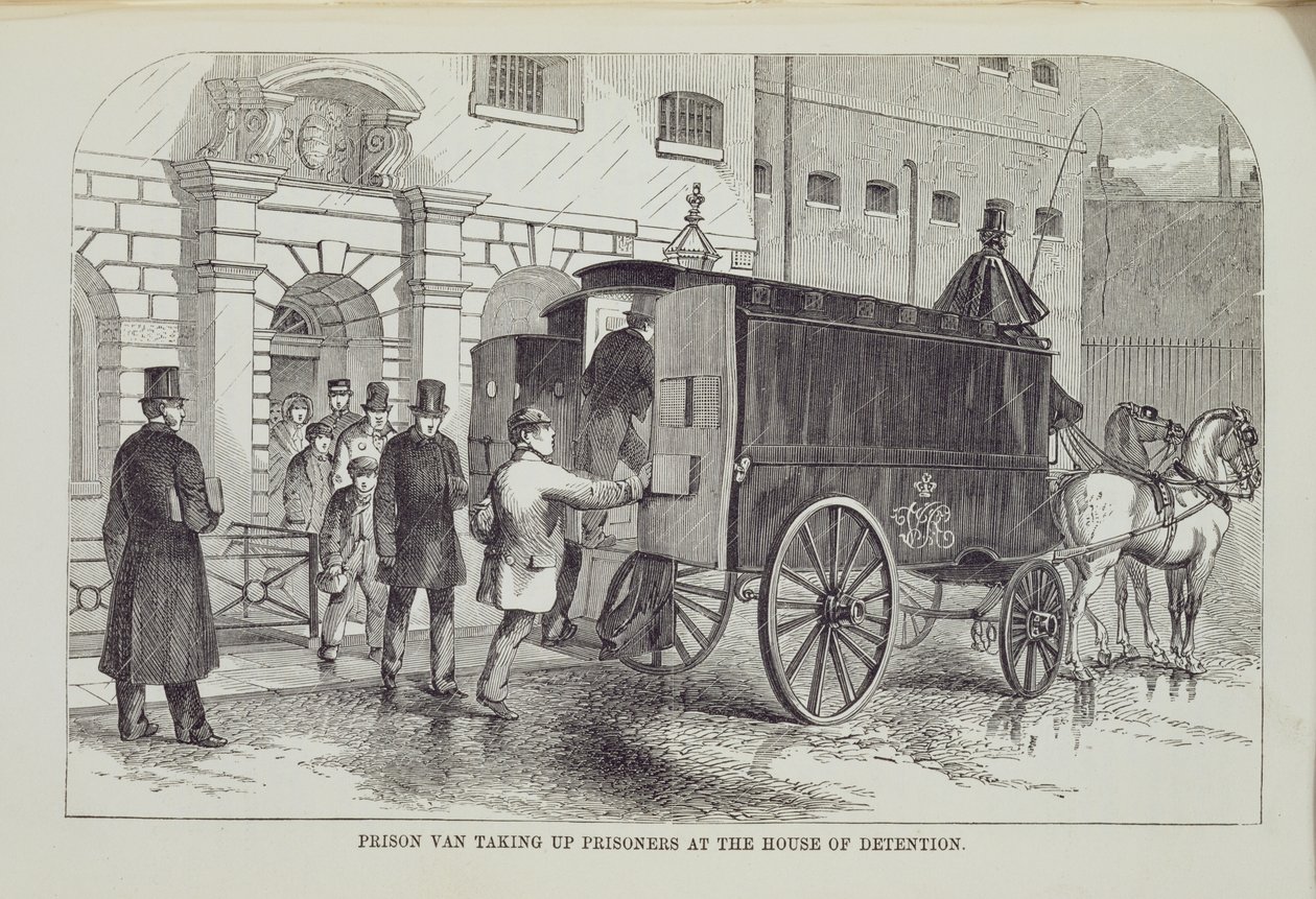Prisão Van ocupando Prisioneiros na Casa de Detenção, das Prisões Criminais de Londres e Cenas da Vida na Prisão por Henry Mayhew (1812-1887) e John Binny, 1862 de English School