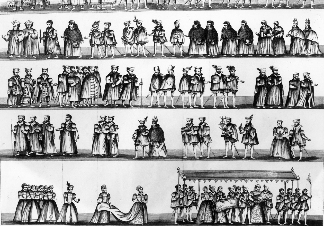 Procissão no batismo do Príncipe Artur, filho de Henrique VII, gravado em 1782 de English School