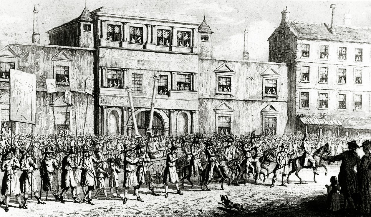 Procissão de 1741 em Londres zombando dos maçons, 1843 de English School