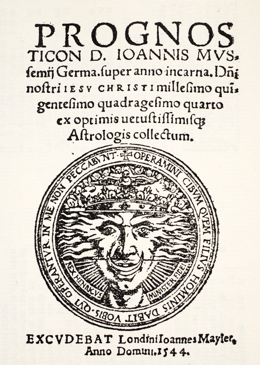 Prognosticação para 1544, por Jo. Mussemius, impresso por J. Mayler, 1544 de English School