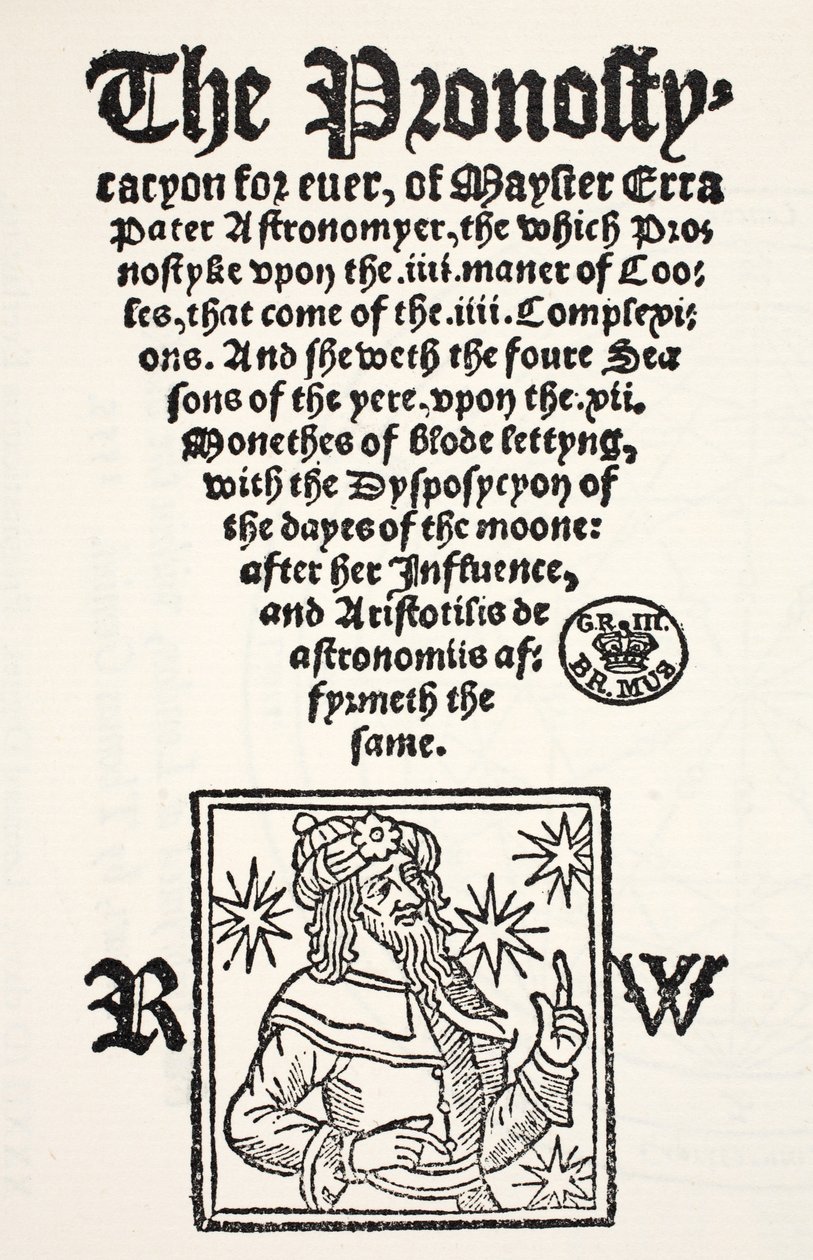 Prognosticação para sempre de Erra Pater, impresso por R. Wyer de English School