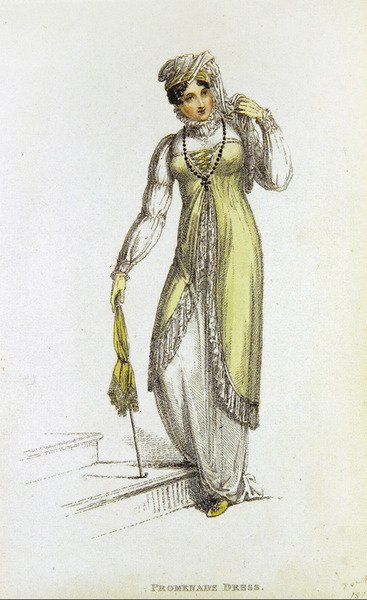Vestido de passeio, placa de moda do Ackermann
