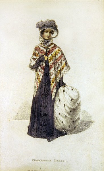 Vestido de passeio, placa de moda do Ackermann
