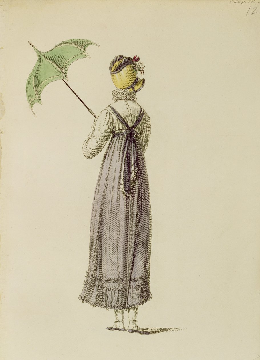 Vestido de passeio, placa de moda de Ackermanns Repository of Arts de English School