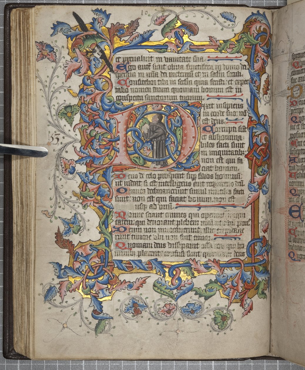 Psalter com calendário de uso Sarum, Fol 40 verso, c.1425-75 (tinta, tinta e ouro sobre velino) de English School