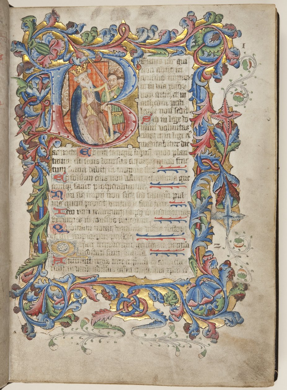 Psalter com calendário de uso Sarum, c.1425-75 (tinta, tinta e ouro sobre velino) de English School