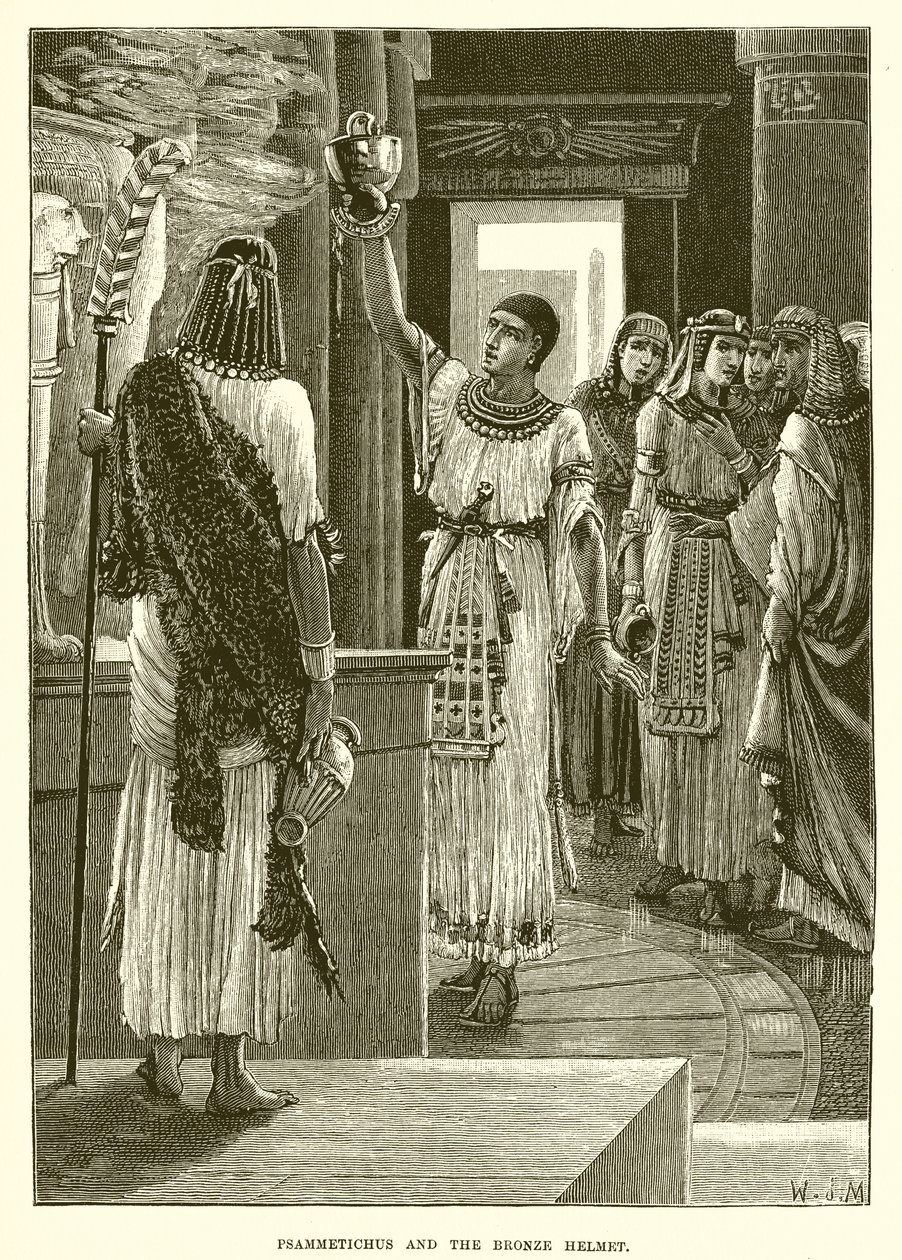 Psammetichus e o capacete de bronze (gravura) de English School