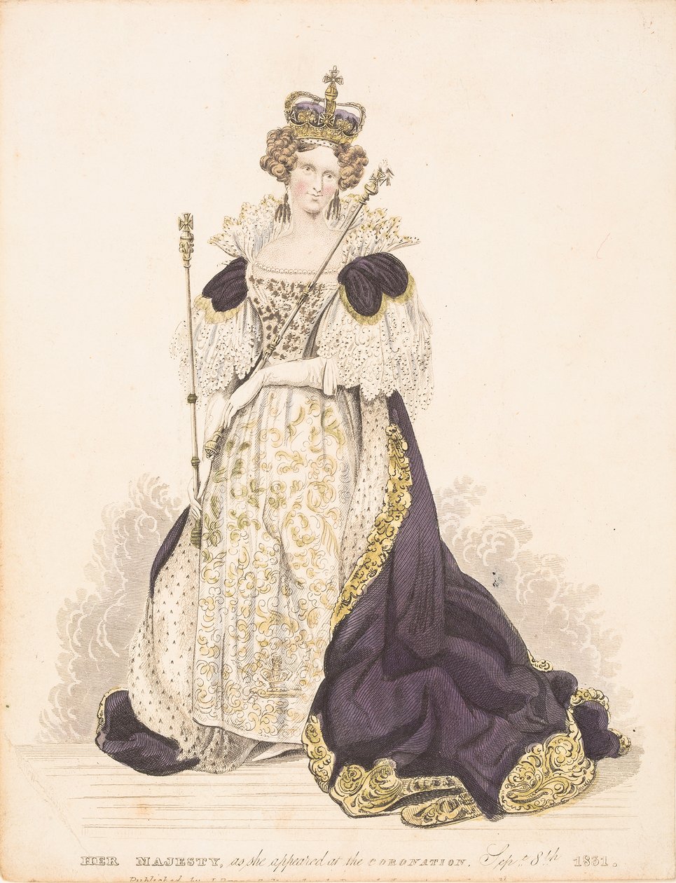Rainha Adelaide com as suas vestes de coroação de English School