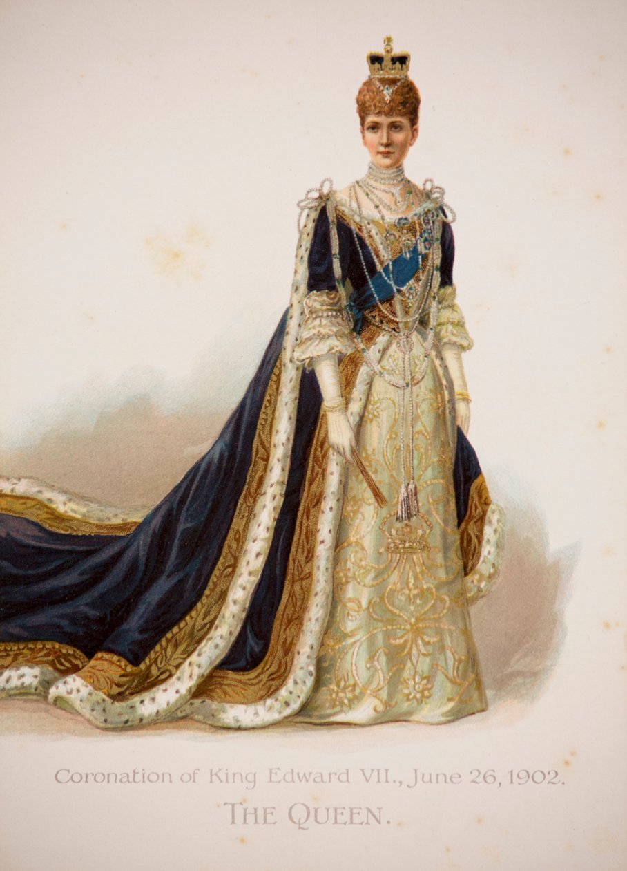 A Rainha Alexandra com as suas vestes de coroação de English School