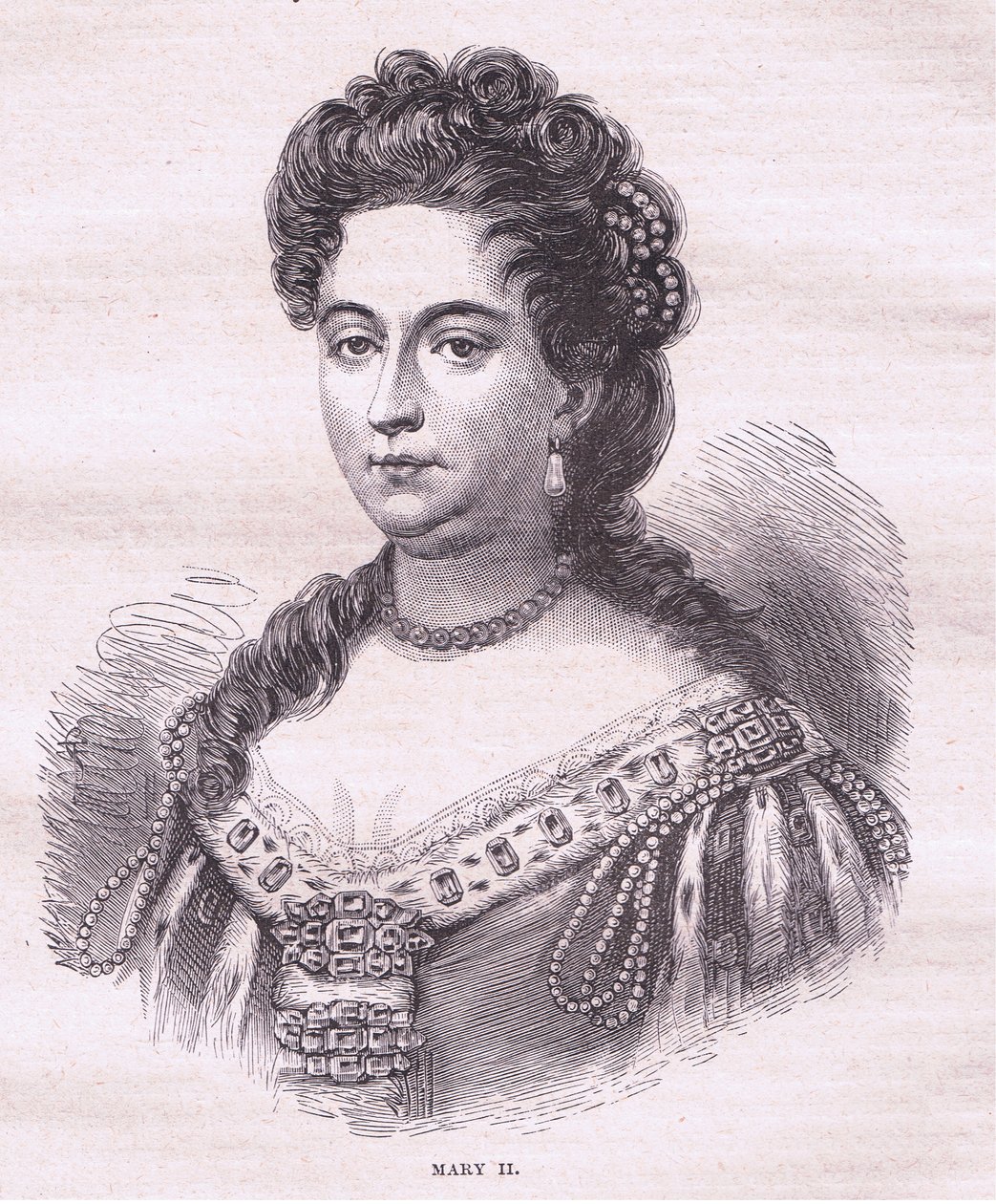 Rainha Maria II de Inglaterra (litografia) de English School