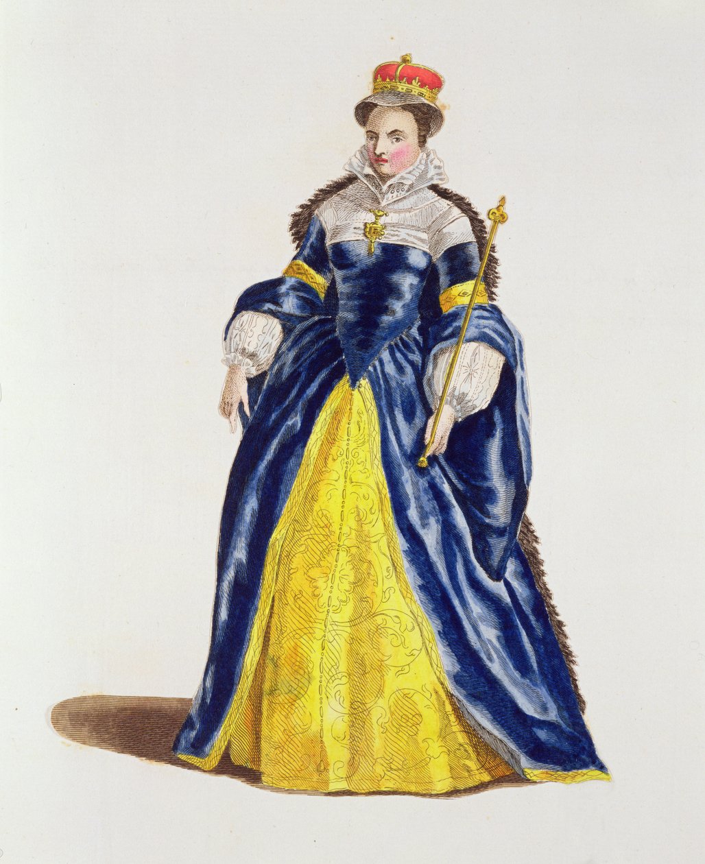 Rainha Maria I (1516-58) da Inglaterra em 1554 (gravura colorida) de English School