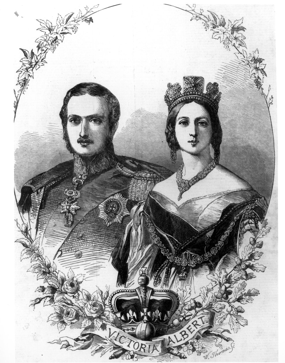 Rainha Victoria (1819-1901) e Príncipe Albert (1819-61) gravada por W. Thomas, 1844 de English School