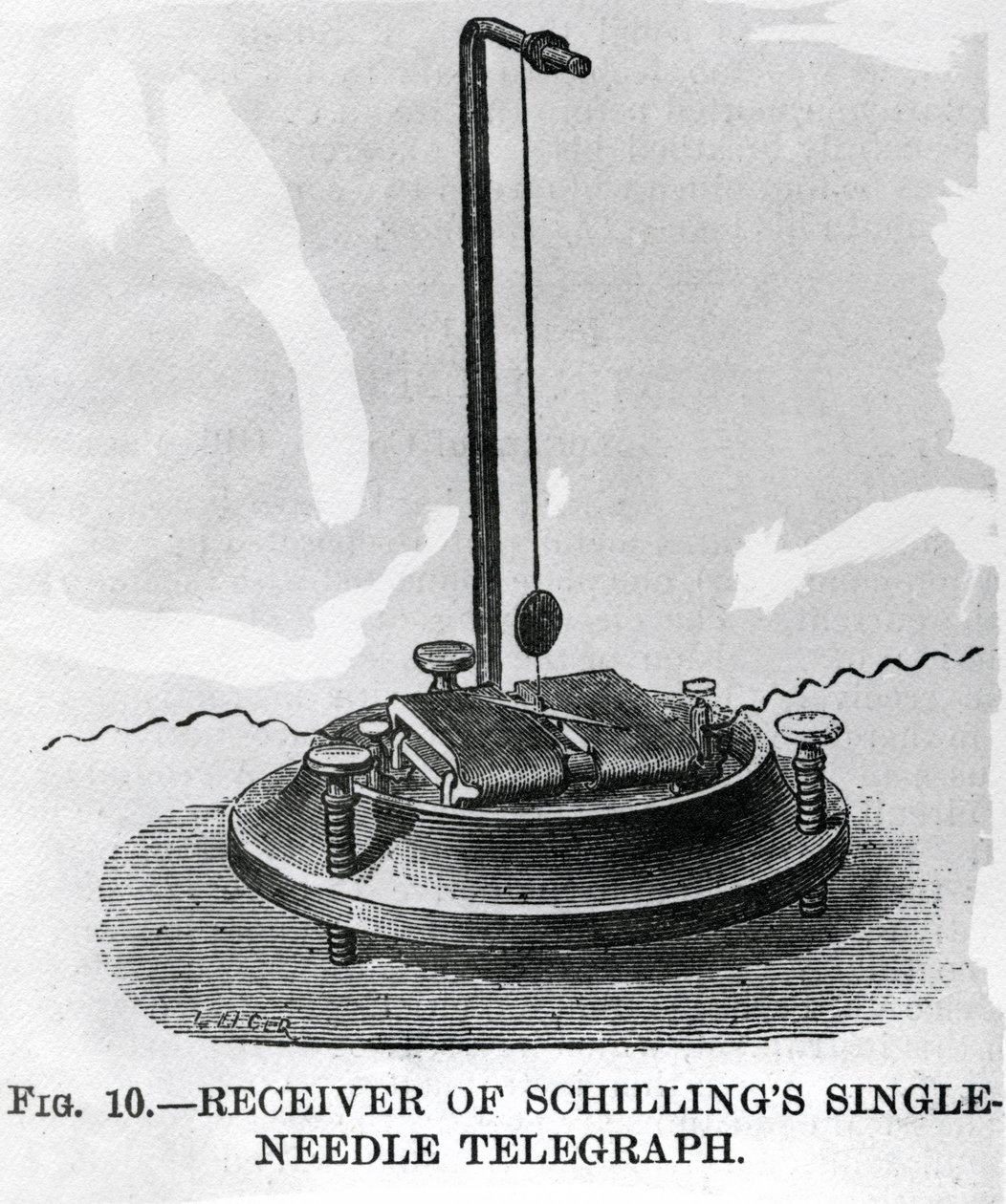 Receptor do telégrafo de uma só agulha de Schilling (gravação) de English School
