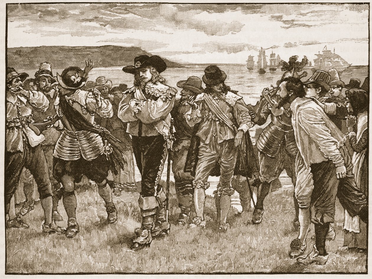 Recepção do Visconde de Wimbledon em Plymouth, ilustração da História Ilustrada de Cassells da Inglaterra (foto em sépia) de English School