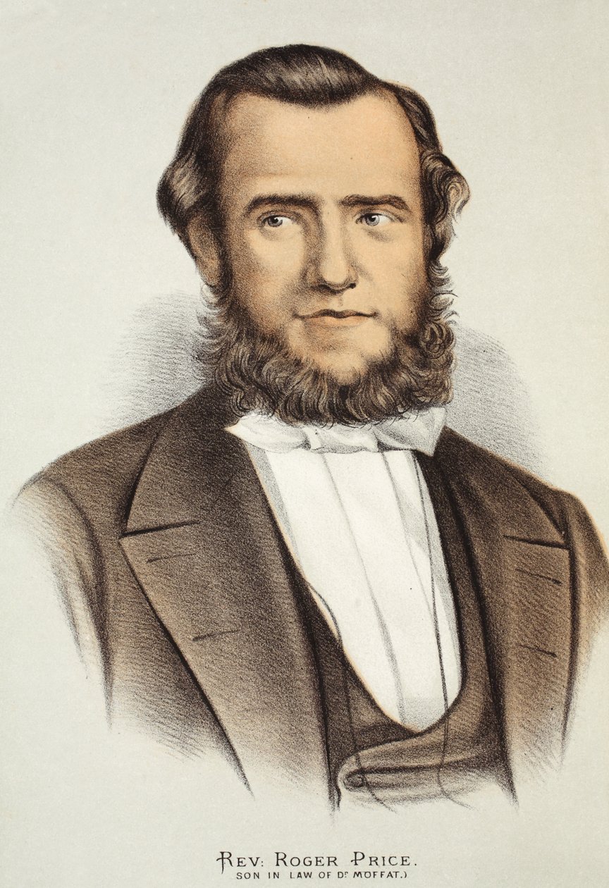 Rev. Roger Price, ilustração da edição pictórica da vida e das descobertas de David Livingstone por J. Ewing Richie, bar. por A. Fullarton & Co., 1876 de English School