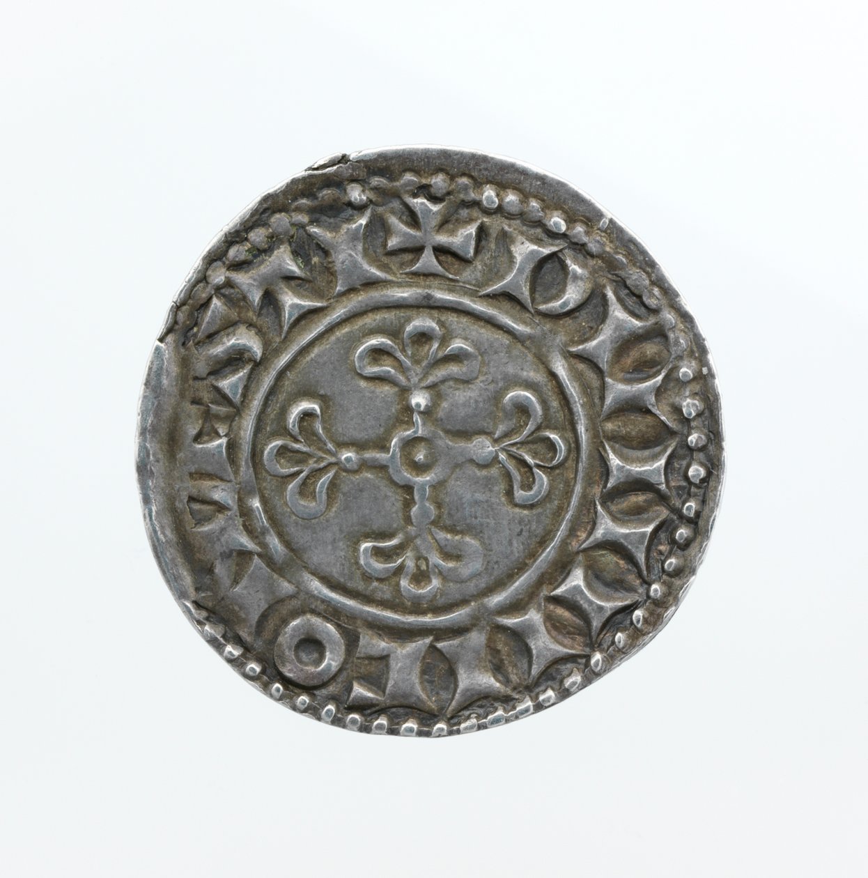 Reverso de um centavo, do reinado de Guilherme I (prata) de English School