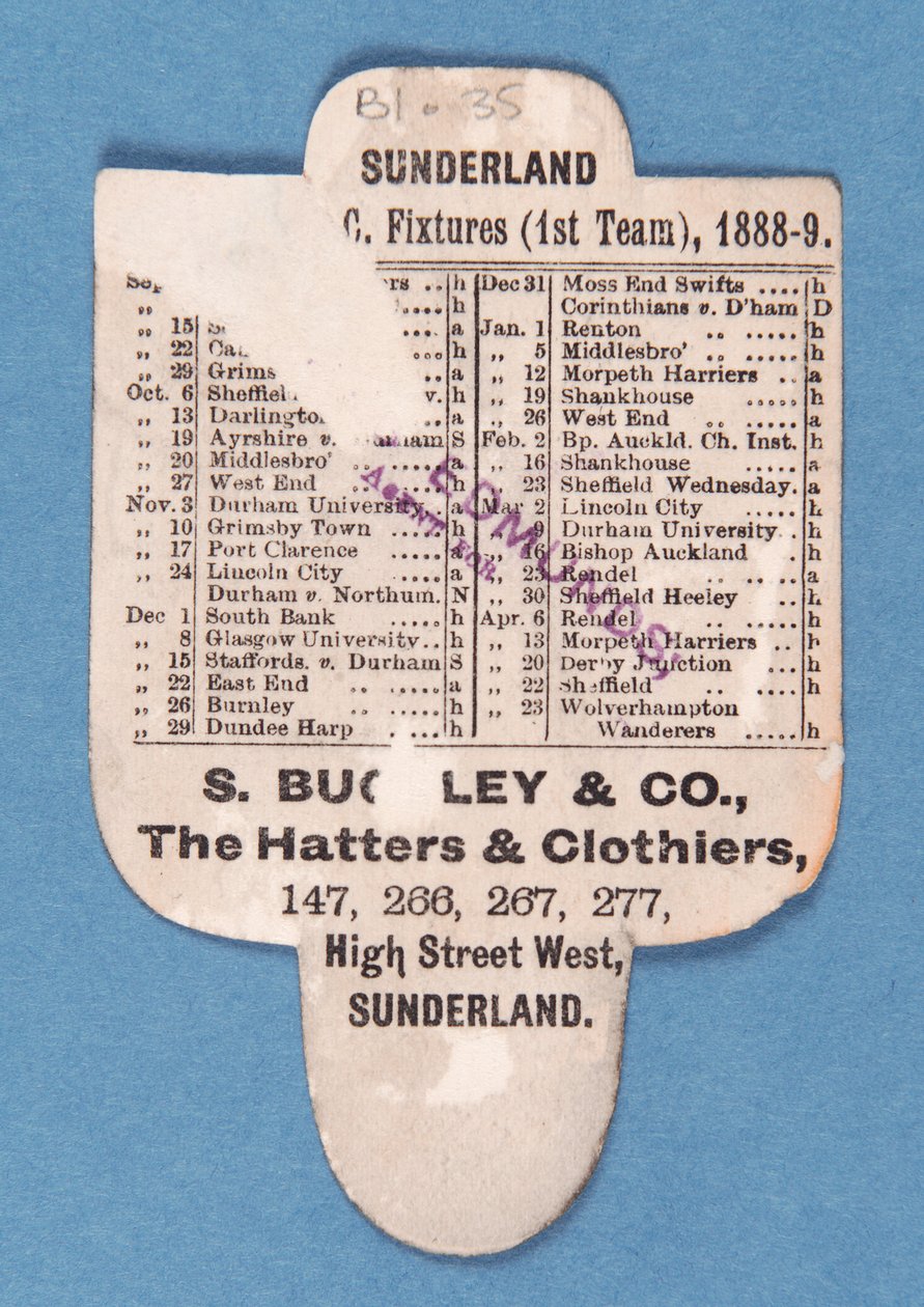 O verso de Cant be Beaten. Jogue Sunderland. Buckleys Bonés de English School
