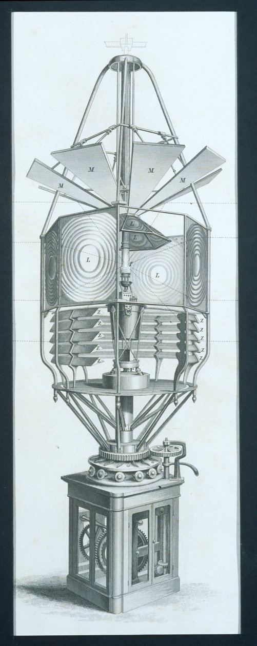 Aparelho Dióptrico Giratório para um Farol, da Cyclopaedia of Useful Arts & Manufactures, editado por Charles Tomlinson, c.1880s de English School