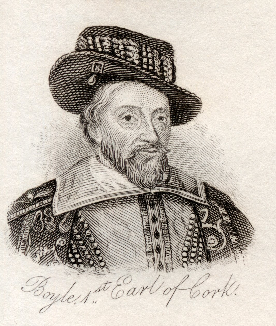 Richard Boyle, 1º Conde de Cork, do &39;Crabb&39;s Historical Dictionary&39;, publicado em 1825 de English School