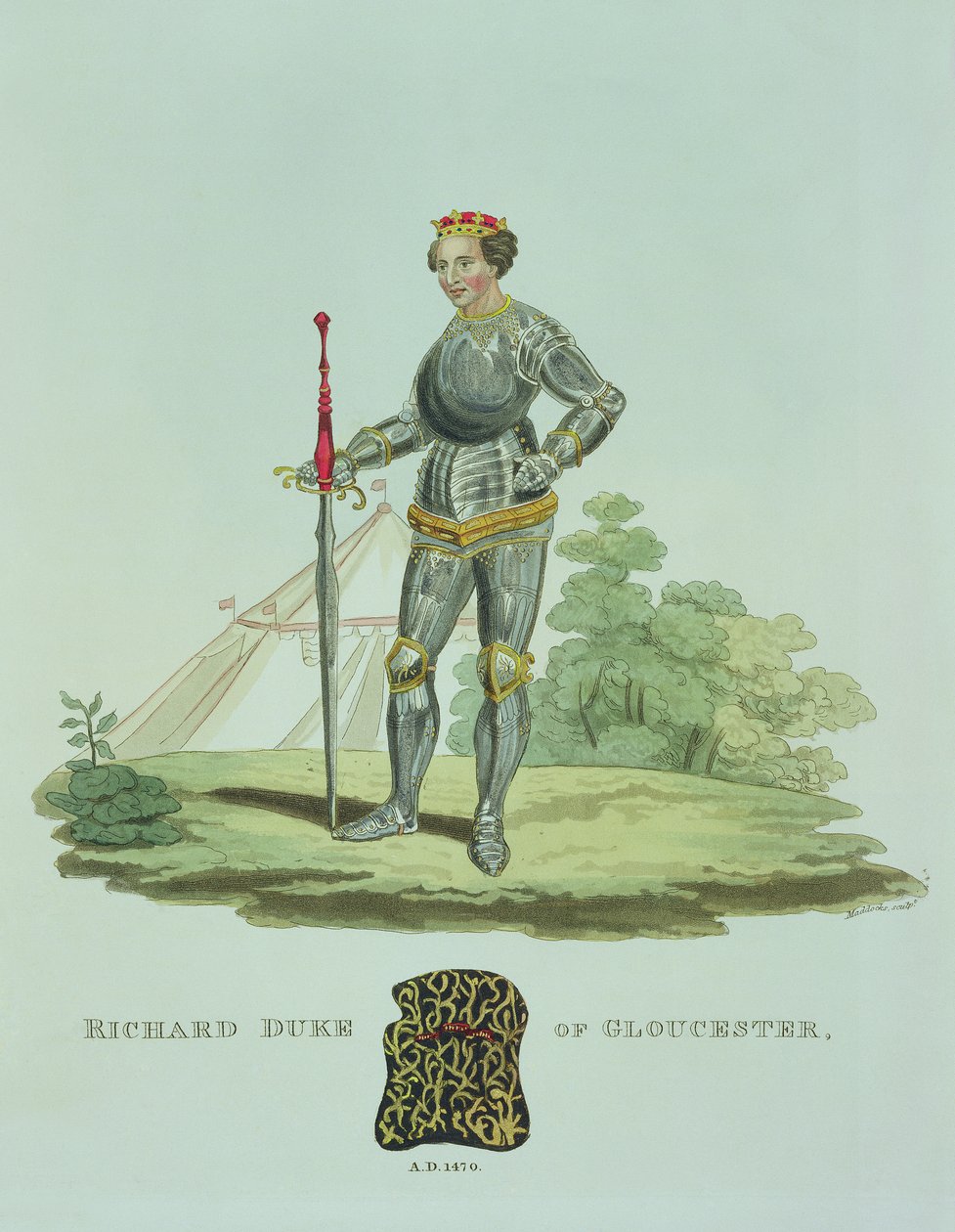 Richard III (1452-85) 1470, gravado por W. Maddocks, da Ancient Armor por Samuel Rush Meyrick, 1824 de English School