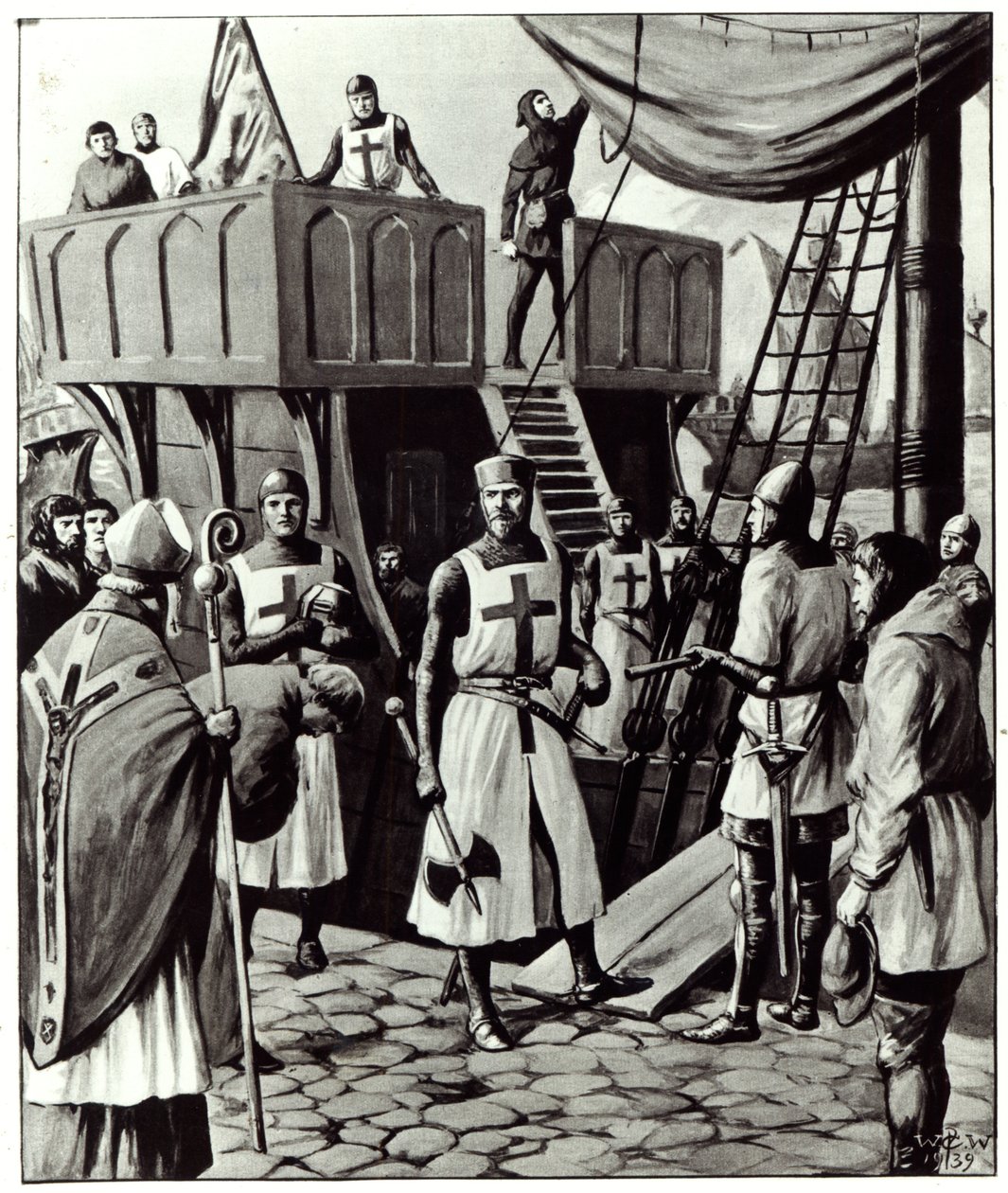 Richard I zarpa para a Terra Santa, 1939 de English School
