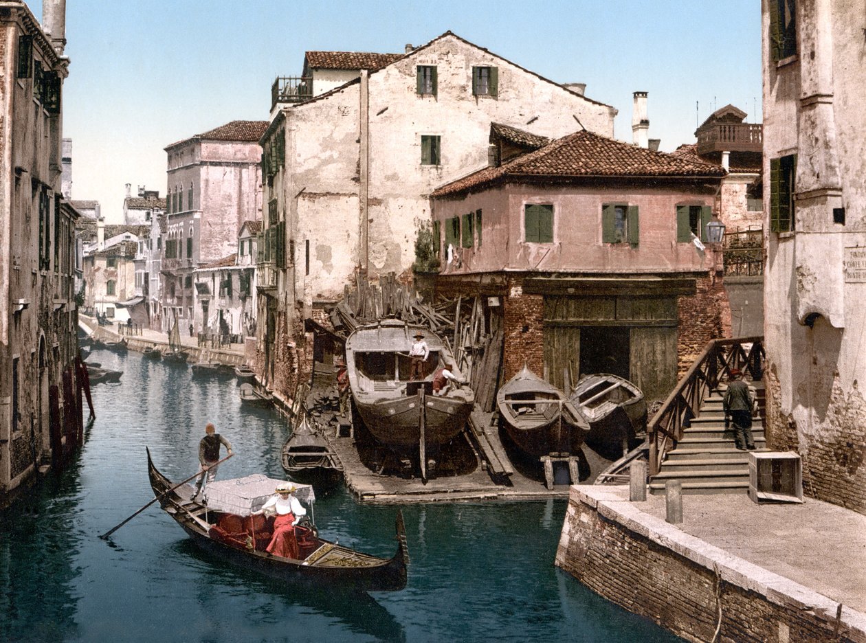 Rio de Botisella, Veneza (foto colorida à mão) de English School