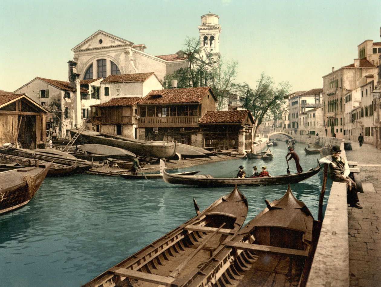 Rio di Santrovaso, Veneza (foto colorida à mão) de English School