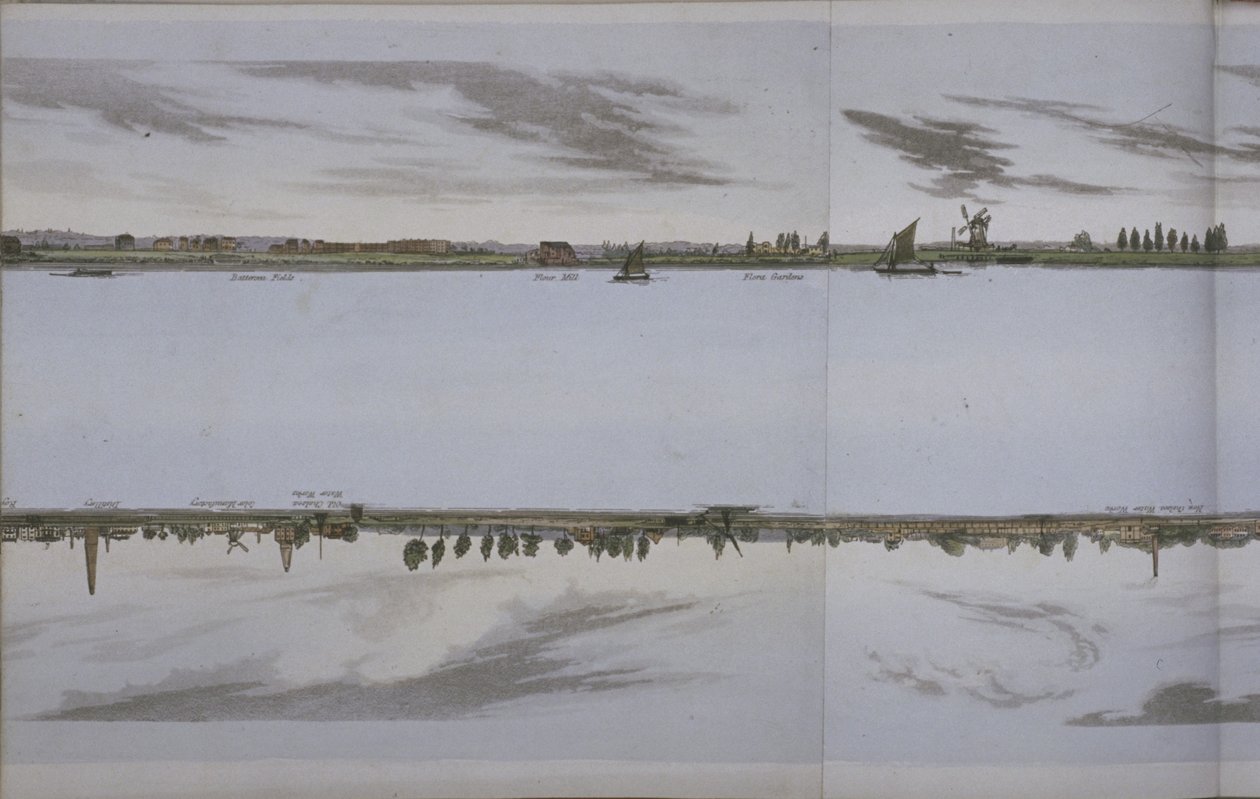 Panorama do Rio Tamisa, c.1829 (aquatint) de English School