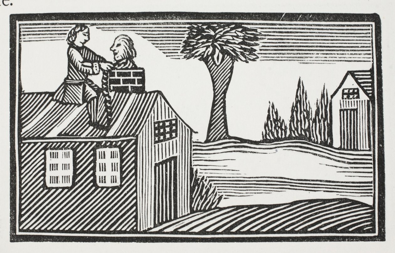 Roubando a casa de seu bacon, ilustração de Chap-books do século XVIII por John Ashton, pub. 1882 de English School