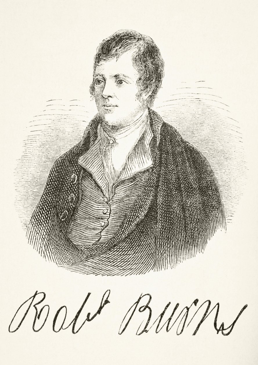 Robert Burns, de "A História Nacional e Doméstica da Inglaterra", de William Hickman Smith Aubrey (1858-1916) publicou Londres, c.1890 de English School