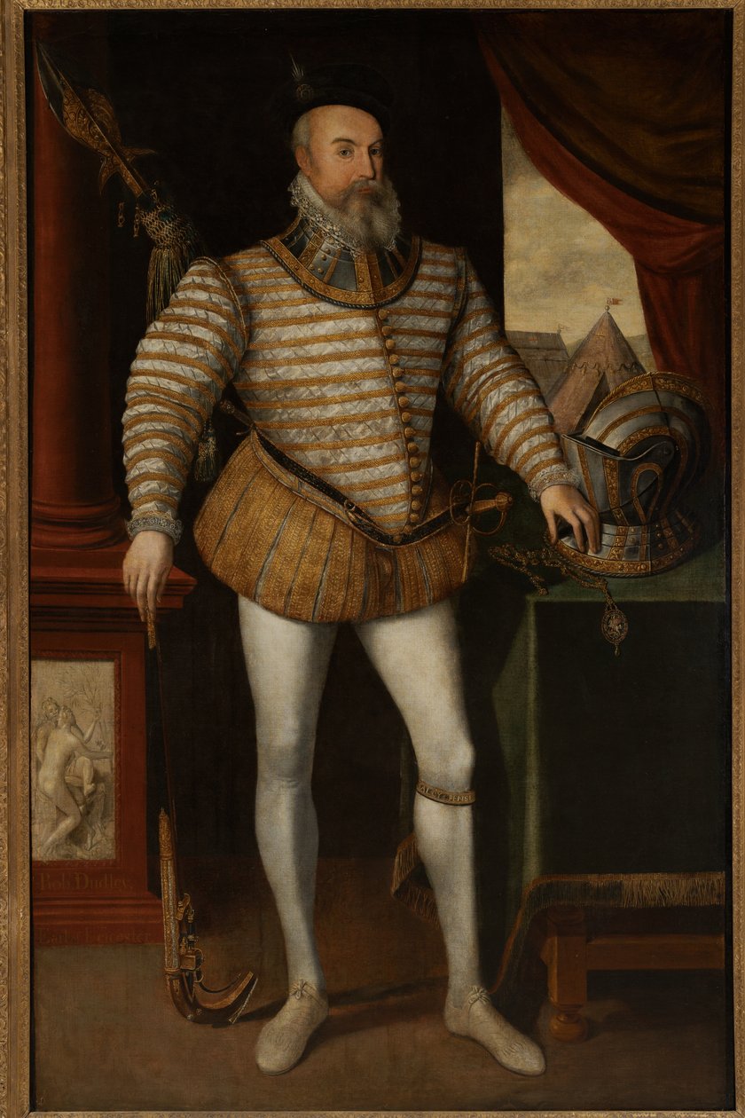 Robert Dudley, Conde de Leicester, c.1532-88 (óleo sobre tela) de English School