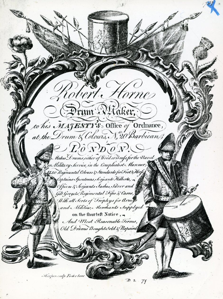 Robert Horne, fabricante de tambores (gravura) de English School