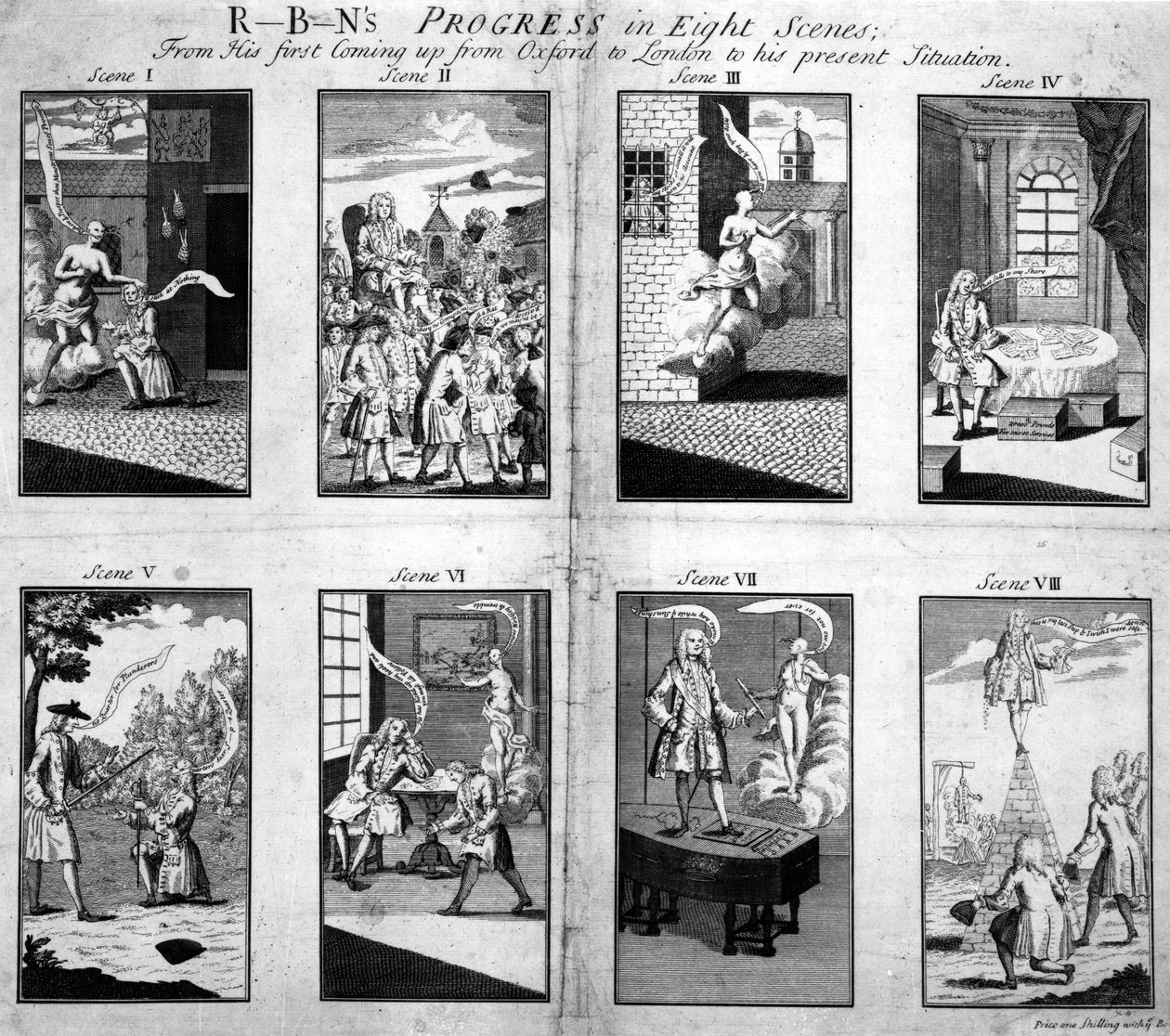 Robins Progresso em oito cenas, de sua primeira vinda de Oxford para Londres para sua situação atual, 1733 de English School