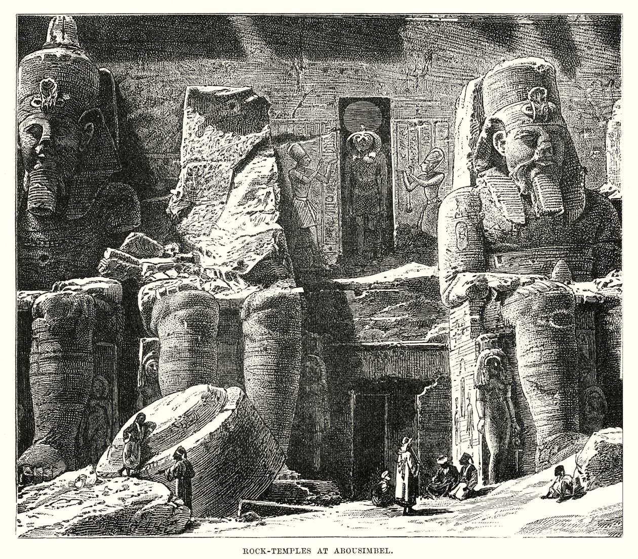 Templos rochosos em Abousimbel (gravura) de English School