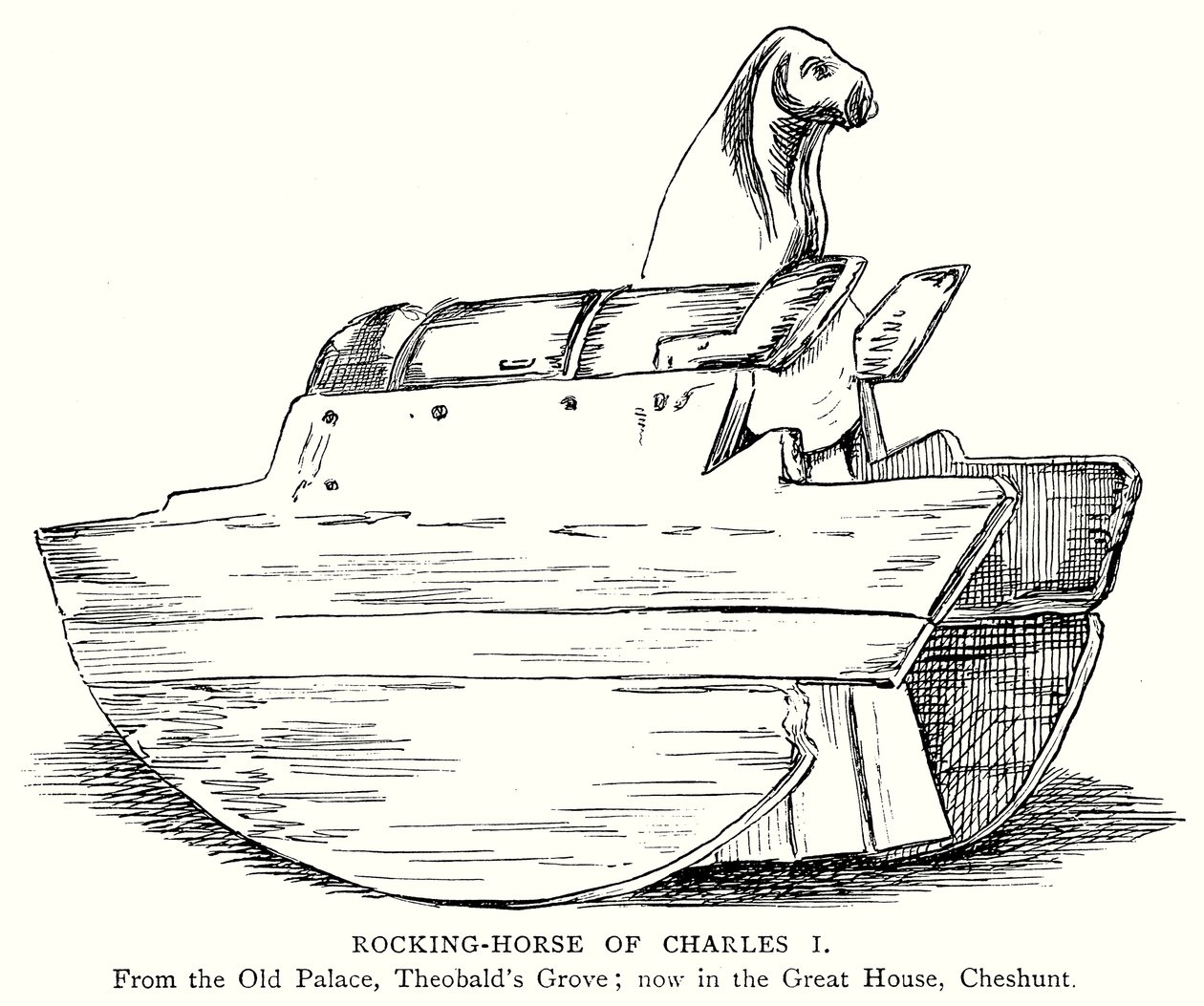 Cavalo de Baloiço de Carlos I (gravura) de English School
