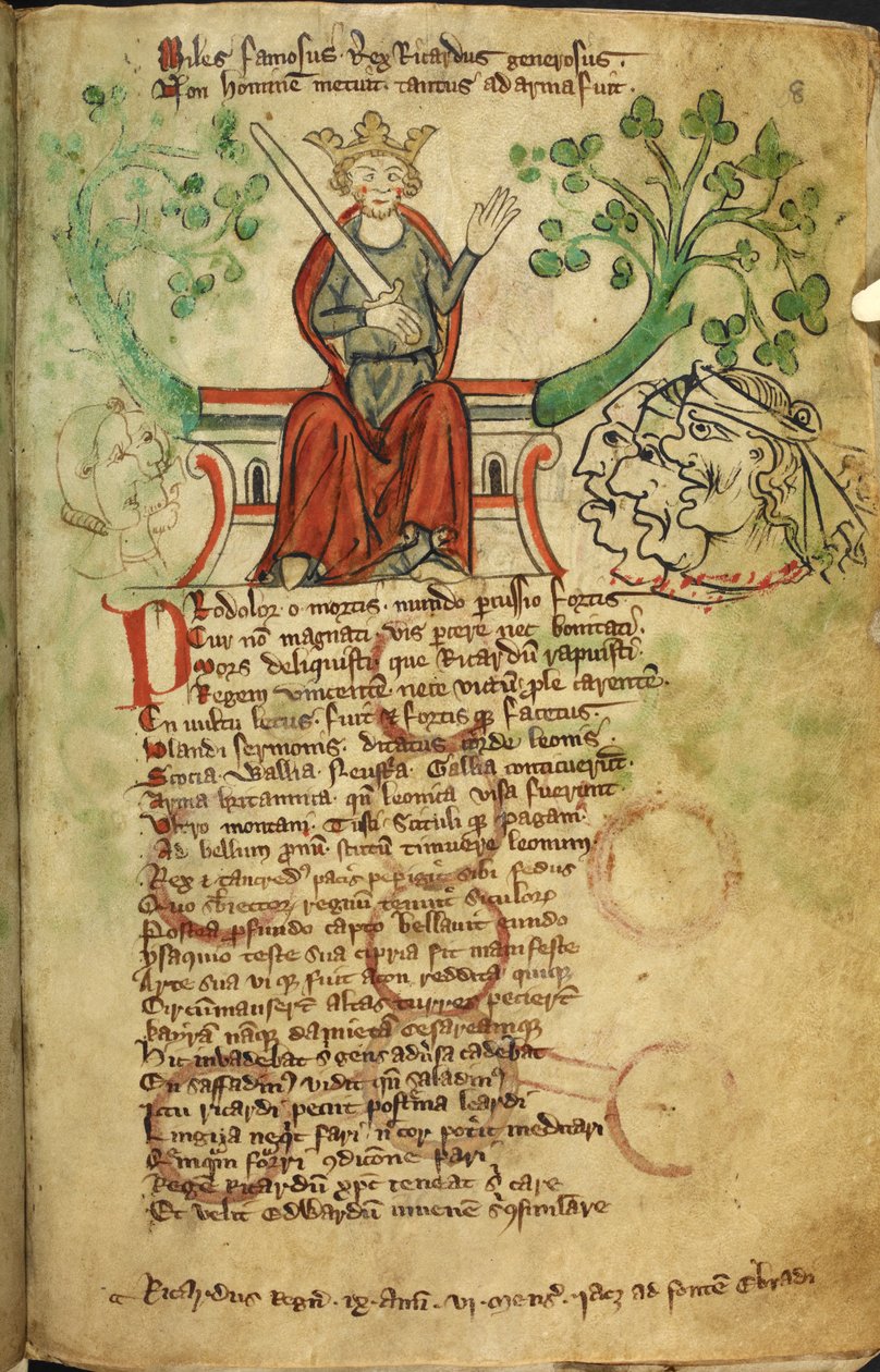 Real 20 A. II f.8 Rei Ricardo I com espada, em seu trono, ilustração da 