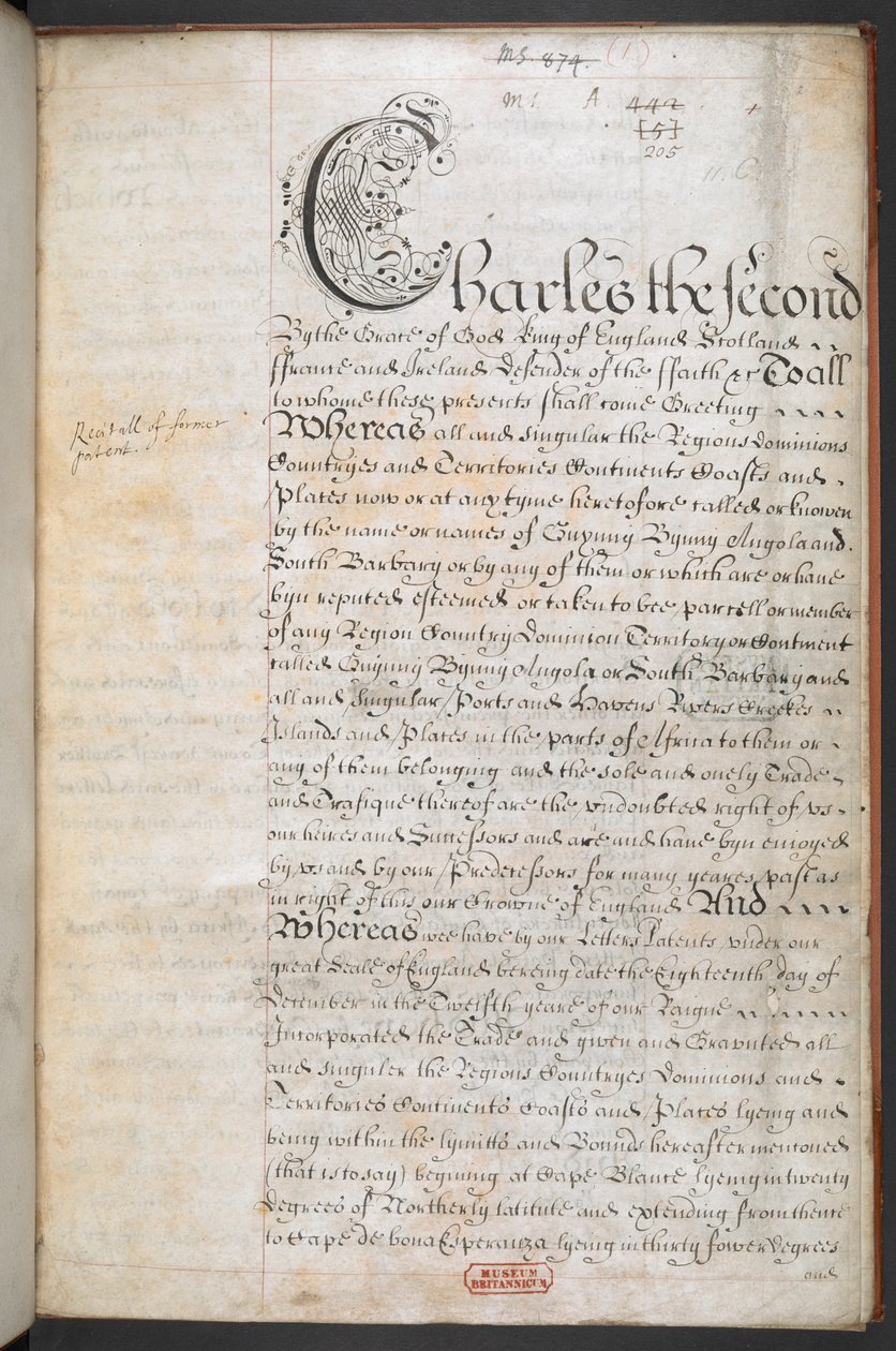 Royal Charter concedido à Royal English Merchant Adventurers Company que opera para a África de English School