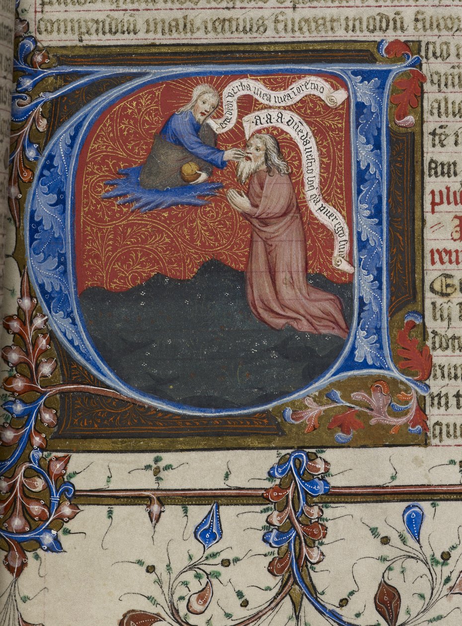 Royal MS 1 E IX, f.193 Jeremias inspirado por Deus (velino) de English School