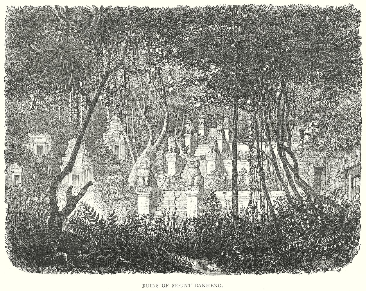 Ruínas do Monte Bakheng (gravura) de English School