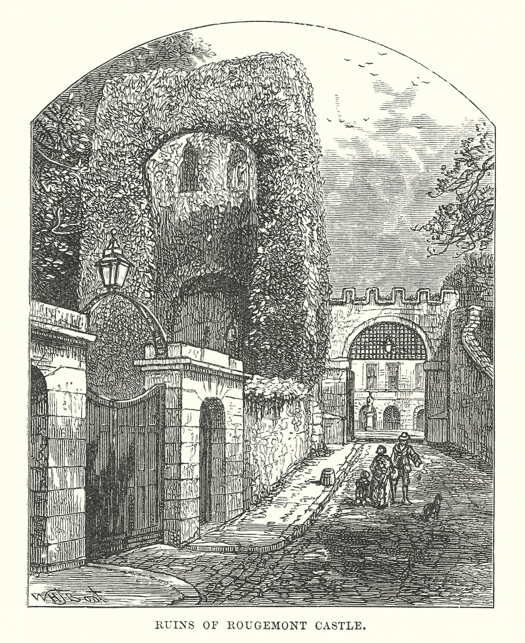 Ruínas do castelo de Rougemont (gravura) de English School