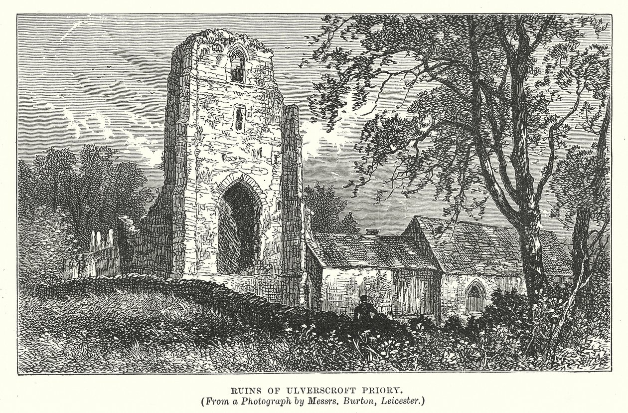 Ruínas do Priorado de Ulverscroft (gravura) de English School