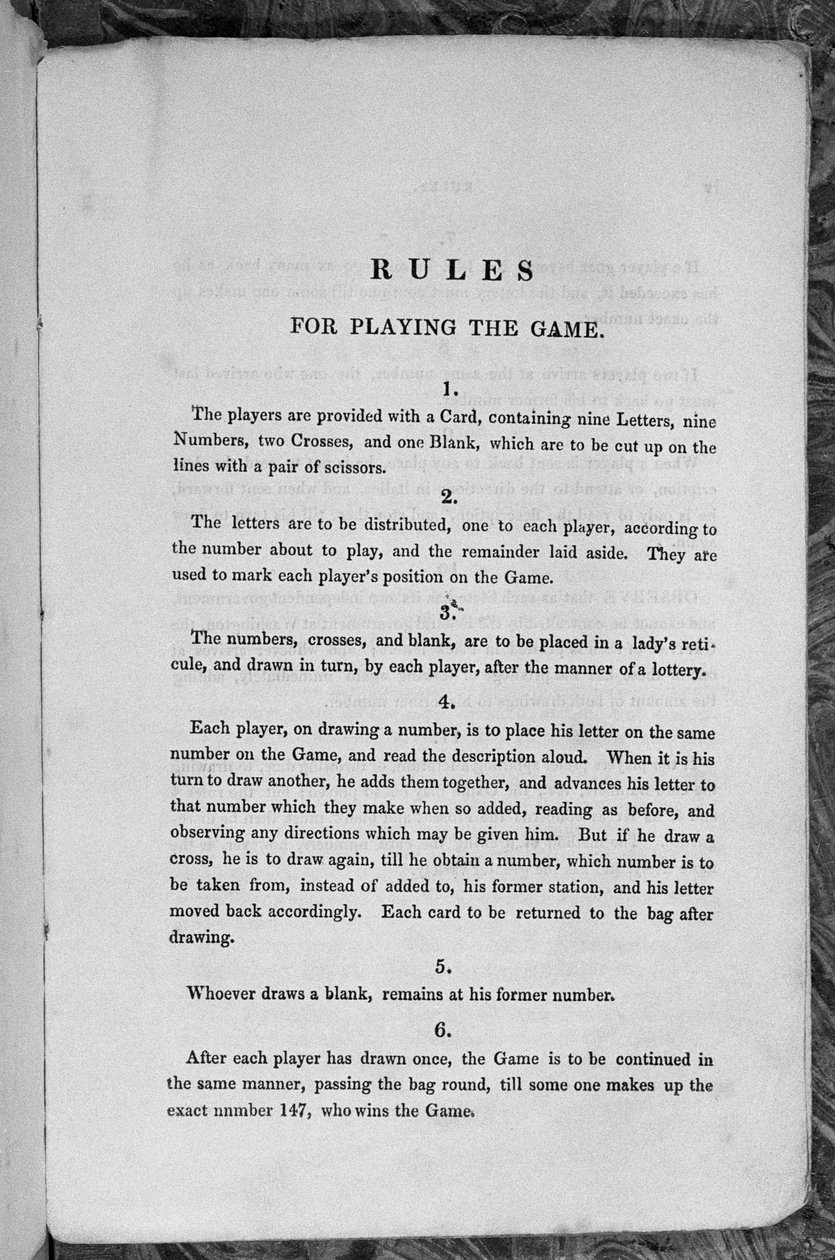 Regras para Jogar o Jogo da Bandeira com Estrelas ou Emigrantes para os Estados Unidos, c.1840 de English School