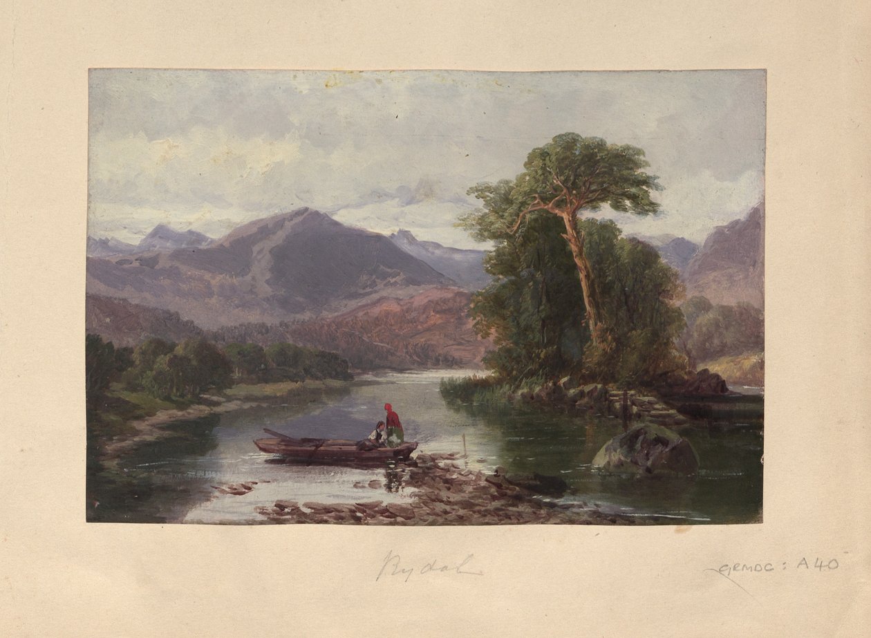 Rydal Water (óleo sobre papel) de English School