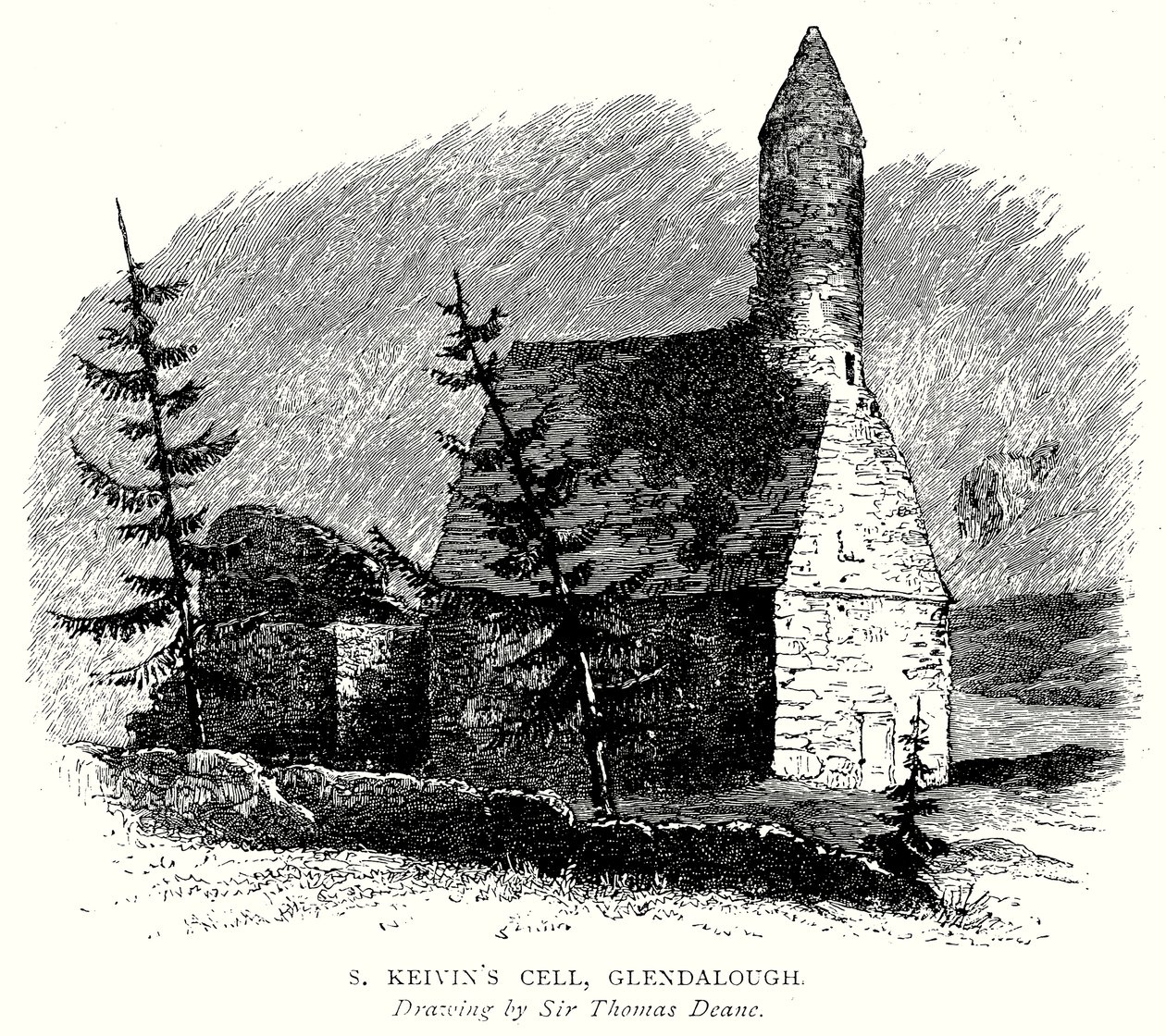 Cela de S Keivin, Glendalough (gravura) de English School