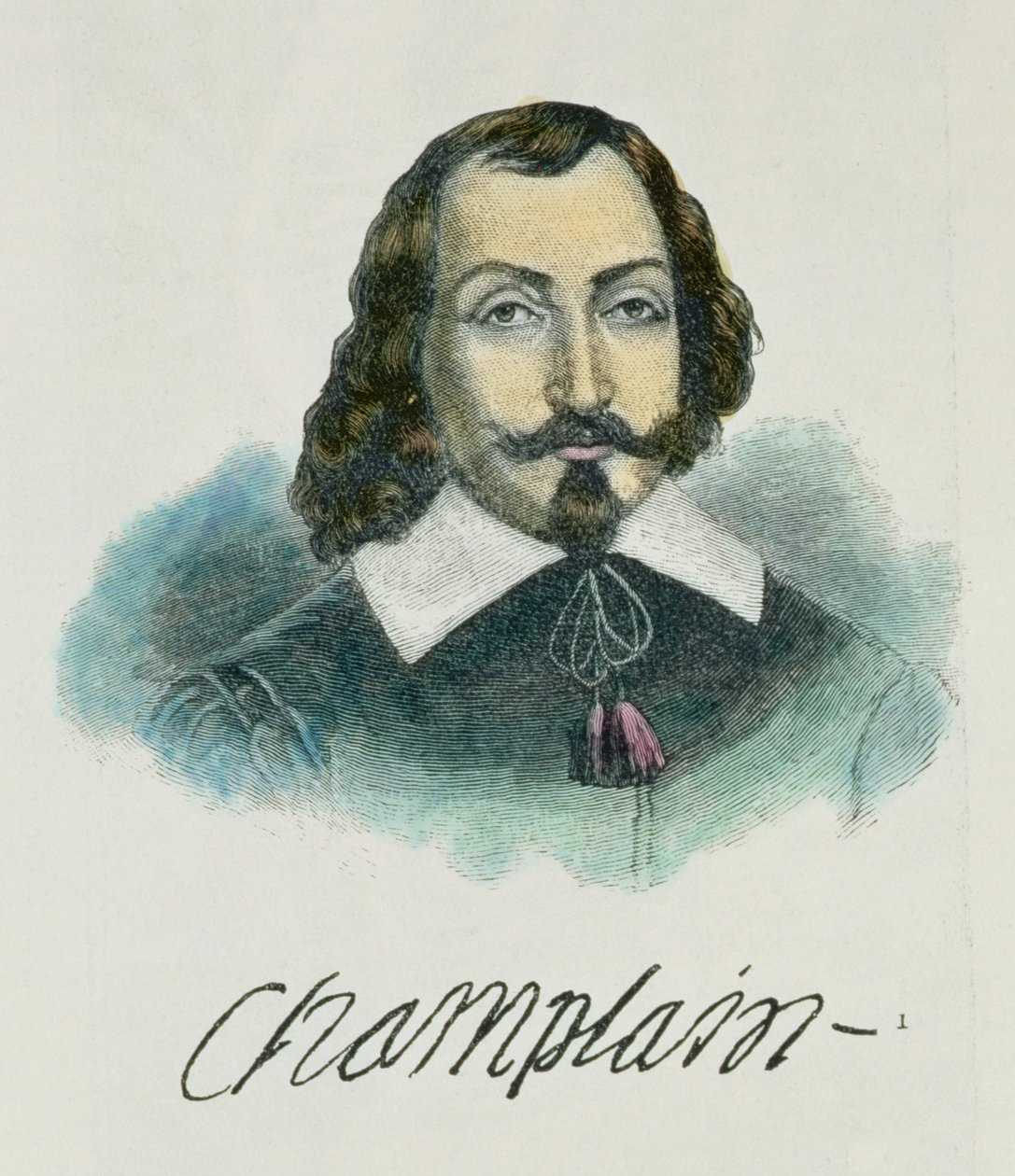 Samuel de Champlain (c.1567-1635) ilustração do Volume IV de &39;Narrativa e crítica da história da América&39;, 1886 (posterior coloração) de English School