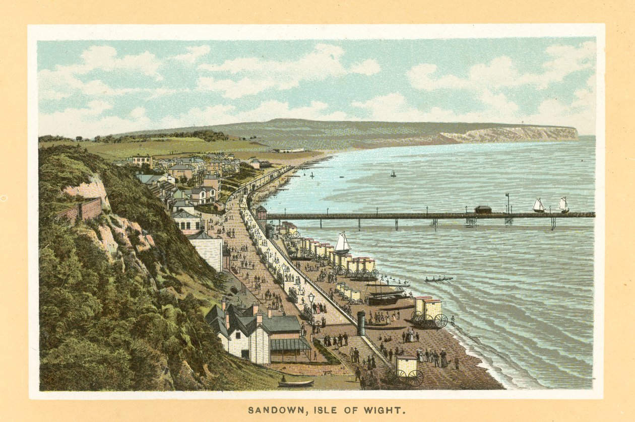 Sandown, Ilha de Wight (litografia a cores) de English School