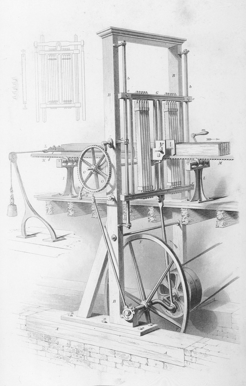 Saw in Saw Mill da Cyclopaedia of Useful Manufactures, editado por Charles Tomlinson, c.1880s de English School