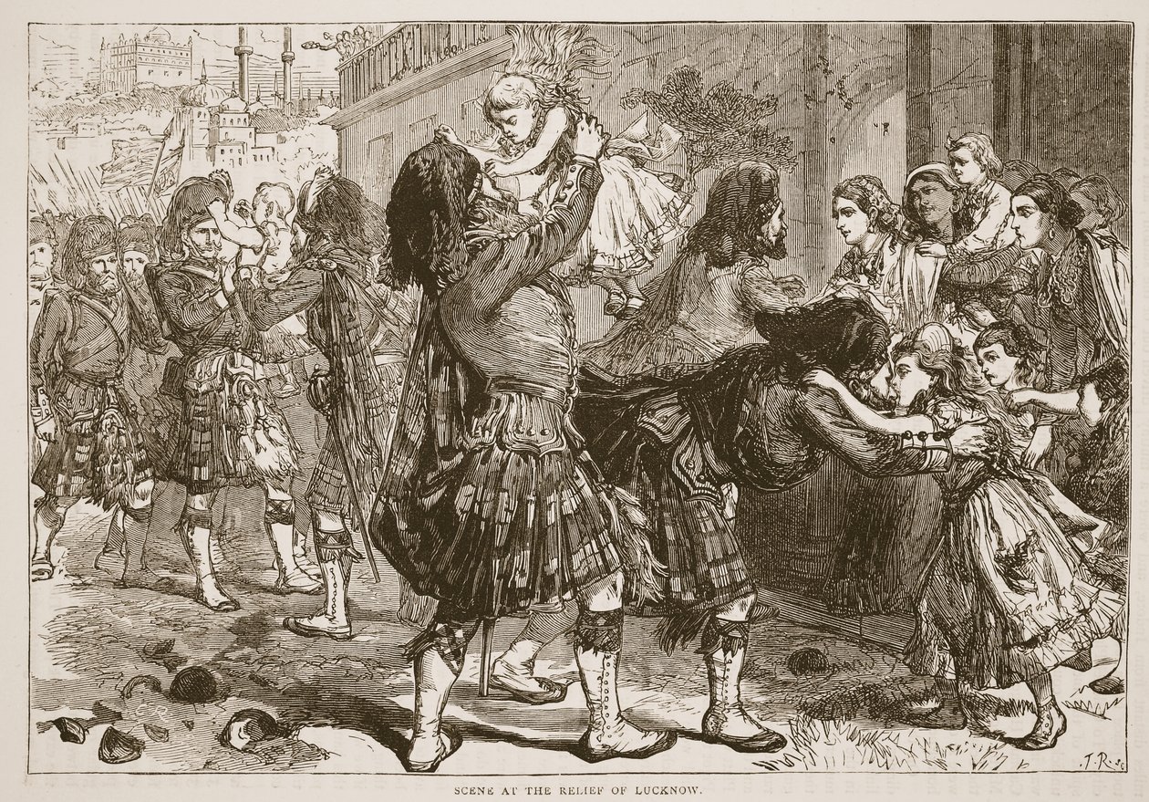 Cena no relevo de Lucknow, ilustração da história ilustrada de Cassells de Inglaterra de English School
